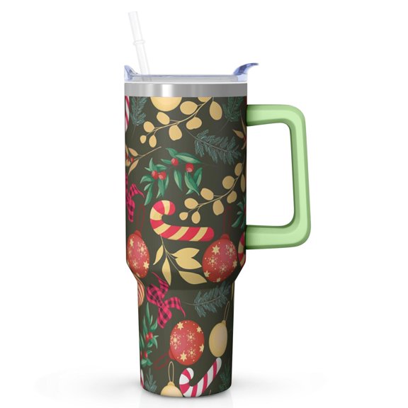 Christmas Holiday Snowman Stainless Steel 40oz Tumbler, Insulated Coffee Cup with Handle and Straw, Winter Gift Water Bottle for Men Women