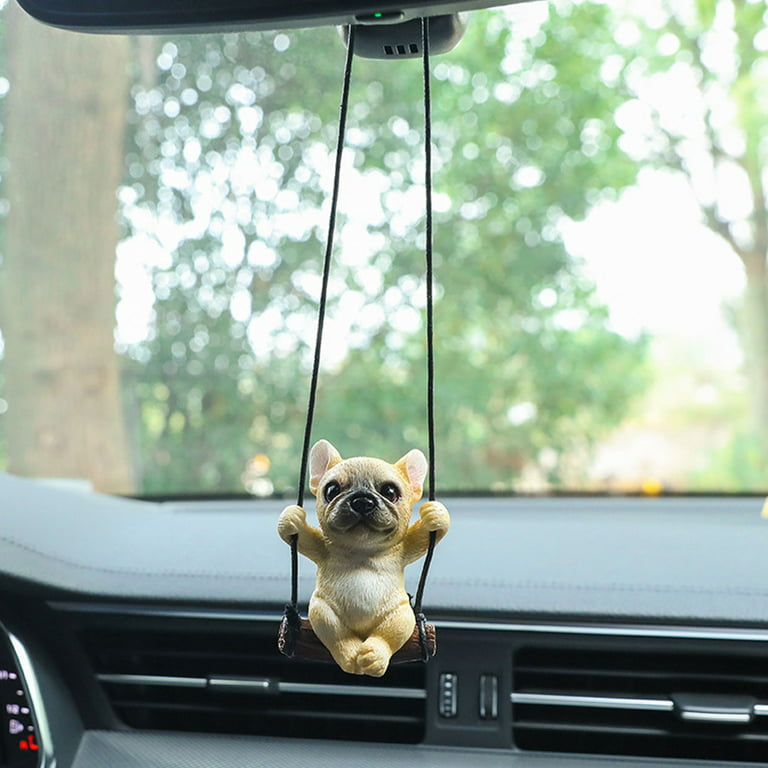 Swinging Dog Car Hanging Ornament, Car Mirror Hanging Accessories, Cute  Bulldog Car Accessories for Women/Men Car Decor Charm Rear View Mirror