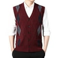 thumbnail image 2 of RMGVDSD Men's Sweater Vests V Neck Cable Knit Sleeveless Vests Mens Autumn Winter Fashion Casual Pullover Color Matching Knitted Sweater Vest Fashion Golf Sweaters, 2 of 4