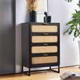 thumbnail image 4 of YOCWO Farmhouse 4 Drawer Rattan Dresser, Black, 24" Wide, 4 of 6