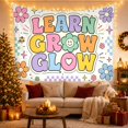 thumbnail image 3 of Learn Grow Glow Text on Off-White Background with Retro Daisies, Whimsical Retro for Teachers, Inspirational Flower Art, Back to School Gift, Tapestry Wall Hanging for Classroom and Dorm, 3 of 7