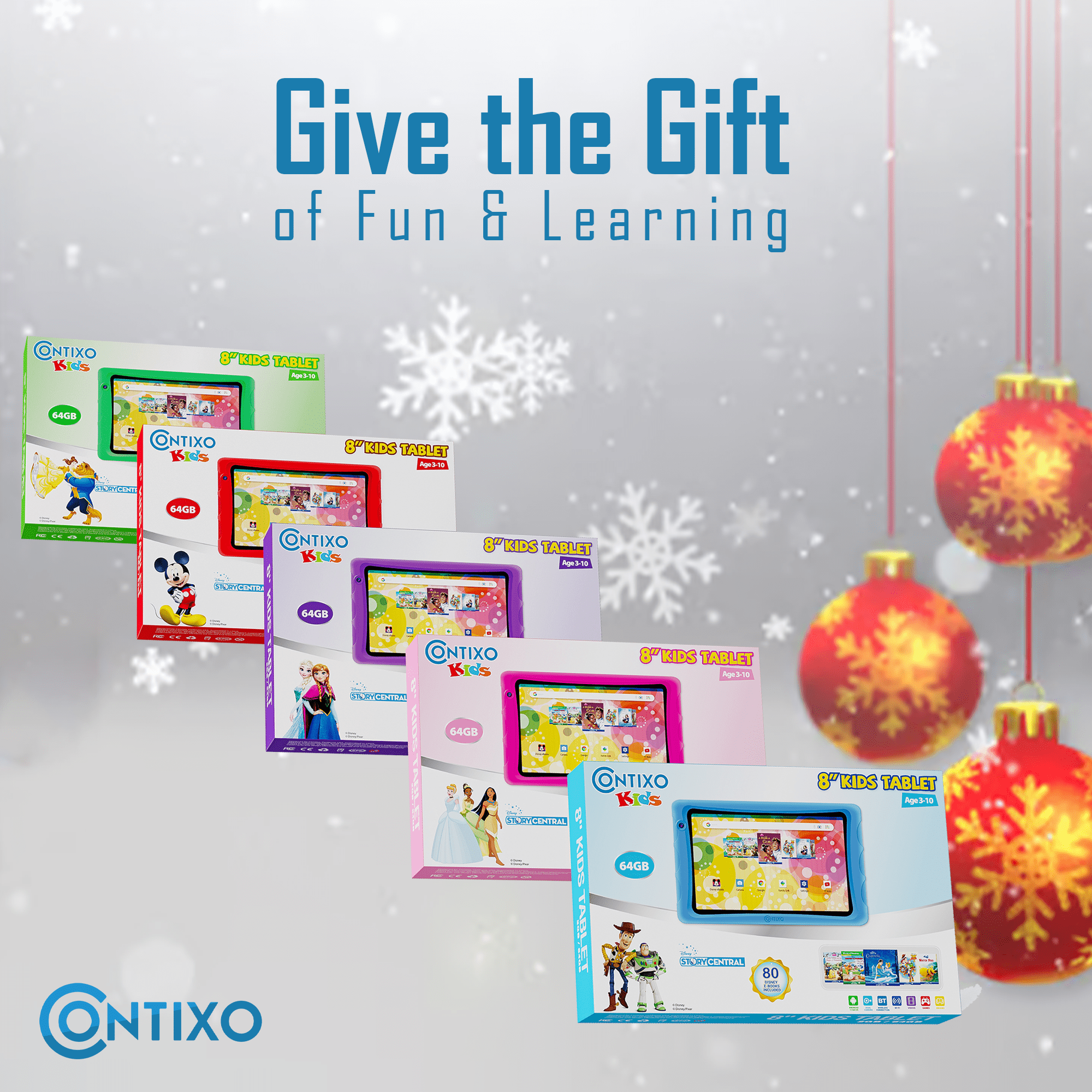 Contixo K80A Kids Tablets, Education Tablets for Kids with Kid-Proof Tablet Case, 8”, Pink