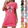 thumbnail image 1 of Oksale Chemises de Nuit Grande Taille pour Femmes Coton Mignonnes à Motif Chemises de Sommeil Douillettes à Manches Courtes Robe de Pyjama de la Saint-Valentin Mini Robes de Nuit pour Vacances Blanc P, 1 of 6
