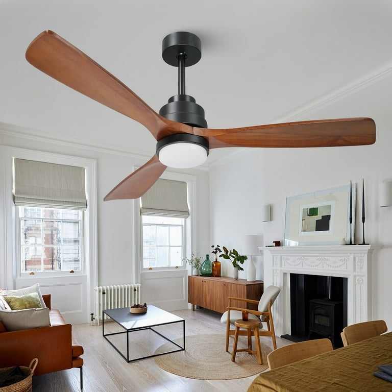 ALUOCYI 52 inch LED Ceiling Fan with Remote, 3 Wood Blades, Red