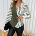 thumbnail image 2 of HAiming Women's Striped Long Sleeve Tops Dressy Casual Blouses Asymmetrical V Neck Wrap Tie Fall Work Outfits, 2 of 8