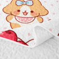 thumbnail image 5 of Manfei Sweet Bowknot Animal Twin Quilt Set, Cherry Cake Pet Twin Coverlet Set, White Pink, 2pcs, 1 Bedspread and 1 Pillowcase, 5 of 7