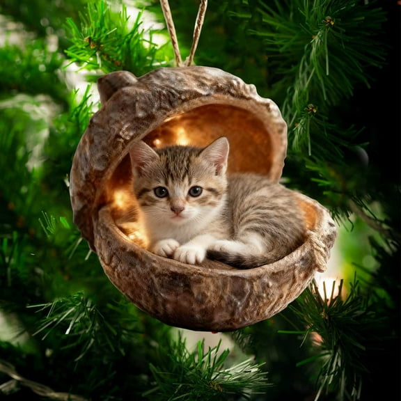 Taicans forest Animal Acorn Ornaments Cozy forest Christmas Ornaments Xmas Tree Decor,Personalized Pine Cone Animal Decoration,Woodland Creature Hanging Ornament Gift for Animal Lovers,2D