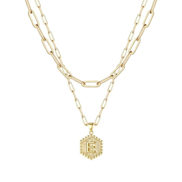 Kcodviy 26 initial Hexagon Necklace A initial Necklace for Women Necklaces for Crystal Pendant Women A Z 26 Long Chain Necklace for Women Alphabet initial Gold Necklaces Mens Pendant for Women