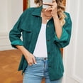 thumbnail image 6 of Women's Corduroy Jackets Long Sleeve Button Down Solid Collared Shackets Fashion Fall Trendy Loose Coats with Pockets Green XXL, 6 of 7