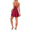 thumbnail image 3 of INSPIRE CHIC Womens Satin Nightgown Sheer Lace Backless Sexy Cheimise Spaghetti Lace Trim Lingrie Silky 2026 Sleep Dress L Wine, 3 of 6