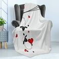 thumbnail image 4 of Animal Soft Flannel Fleece Blanket, Sheep Couple with Heart Shapes in Love Hanging on Washing Fun Comic Cartoon Art, Cozy Plush for Indoor and Outdoor Use, 50" x 60", Red White Black, by Ambesonne, 4 of 5