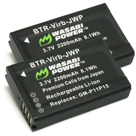 Wasabi Power Battery for Garmin 010-11654-03 and Garmin Alpha, Montana 600, Montana 600t, Montana 650, Montana 650t, Monterra, VIRB, VIRB Elite (2-Pack)