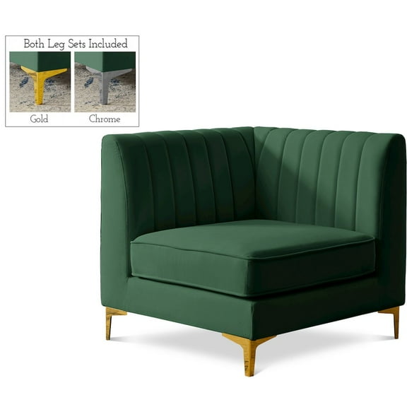 Meridian Furniture Alina Green Velvet Corner Chair