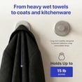 thumbnail image 4 of Suction Cup Hooks for Shower & Bathroom Towel Holder 2-Pack – Suction Cups Hooks for Hanging Towels, Robes, & Coats - Tiles, Glass Door or Mirror – Shower Hooks & Towel Hooks Organizer -Nickel, 4 of 4
