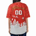 thumbnail image 3 of Custom Christmas Snowfall & Santa Sleigh Baseball Jersey - Personalized Name & Number Xmas Festive Holiday Shirt, 3 of 4