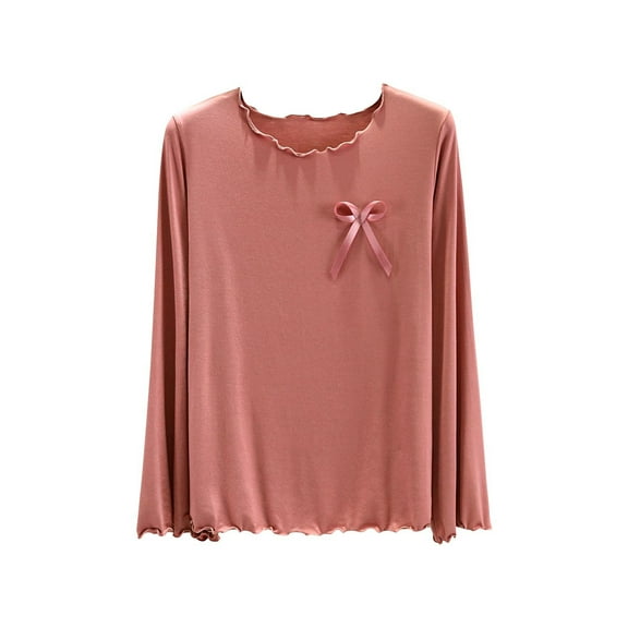 Sexlip Base Layer Tops for Women Lounge Crewneck Shirts Cute Fashion Long Sleeve Casual Undershirts Pink L