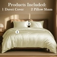 thumbnail image 3 of Amay Satin Silk King Duvet Cover Set (90"×104", Ivory ) – Ultra-Soft, Wrinkle-Resistant – Ideal for Spacious Bedrooms, Couple Beds – 3-Piece Set, 3 of 5