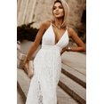 thumbnail image 3 of ABPHQTO Vestido largo de fiesta con espalda abierta y encaje floral blanco para mujer, 3 of 5