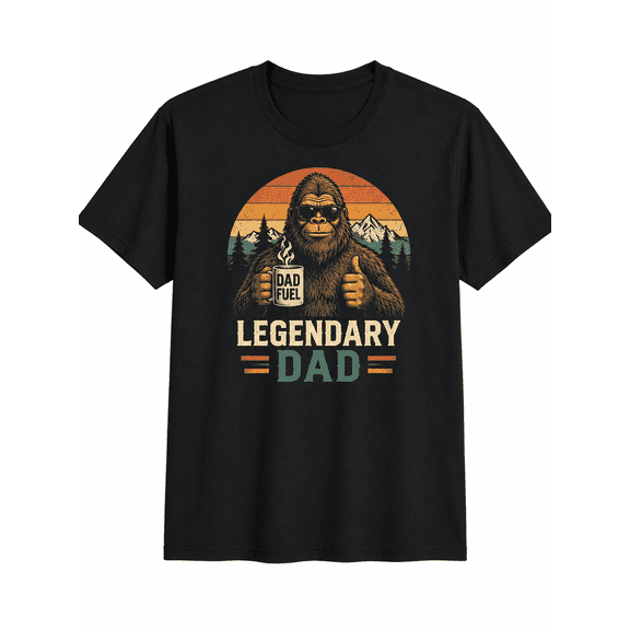 Legendary Dad Bigfoot Graphic T-Shirt Funny Sasquatch Dad Fuel Vintage Father Tee