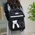thumbnail image 1 of Mochila de dibujos animados Mochila de oso para niñas Mochila linda para uso diario (Negro), 1 of 3
