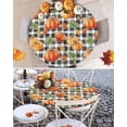 thumbnail image 6 of Round Fitted Tablecloths with Elastic Edge Fall Pumpkin Maple Leaf Thanksgiving Waterproof Wipeable Table Cover for Kitchen Dining Party Decor Farm Harvest Retro Plaid Table Clothes,45" - 54", 6 of 6