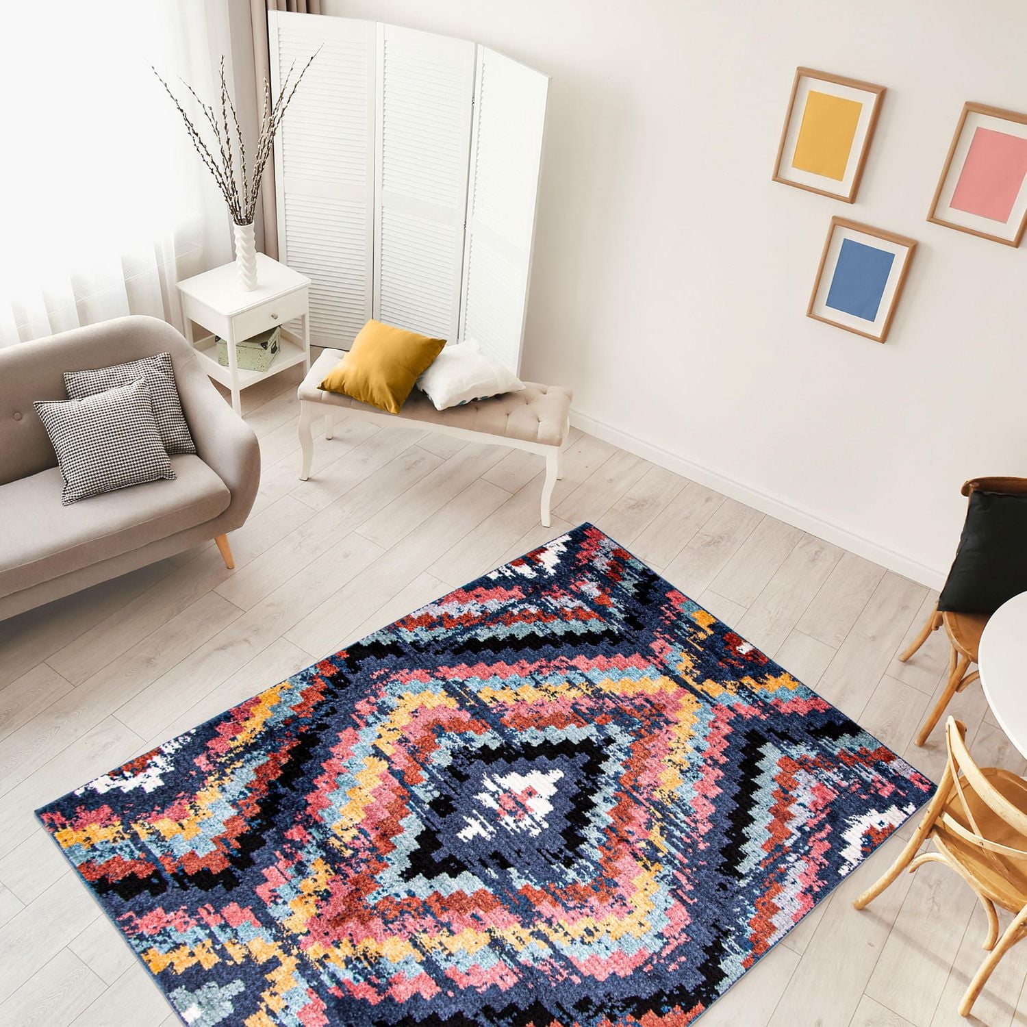 ECARPET Boho Chic Indoor Area Rug, Fluffy Carpet for Bedroom Morocco Casa Collection