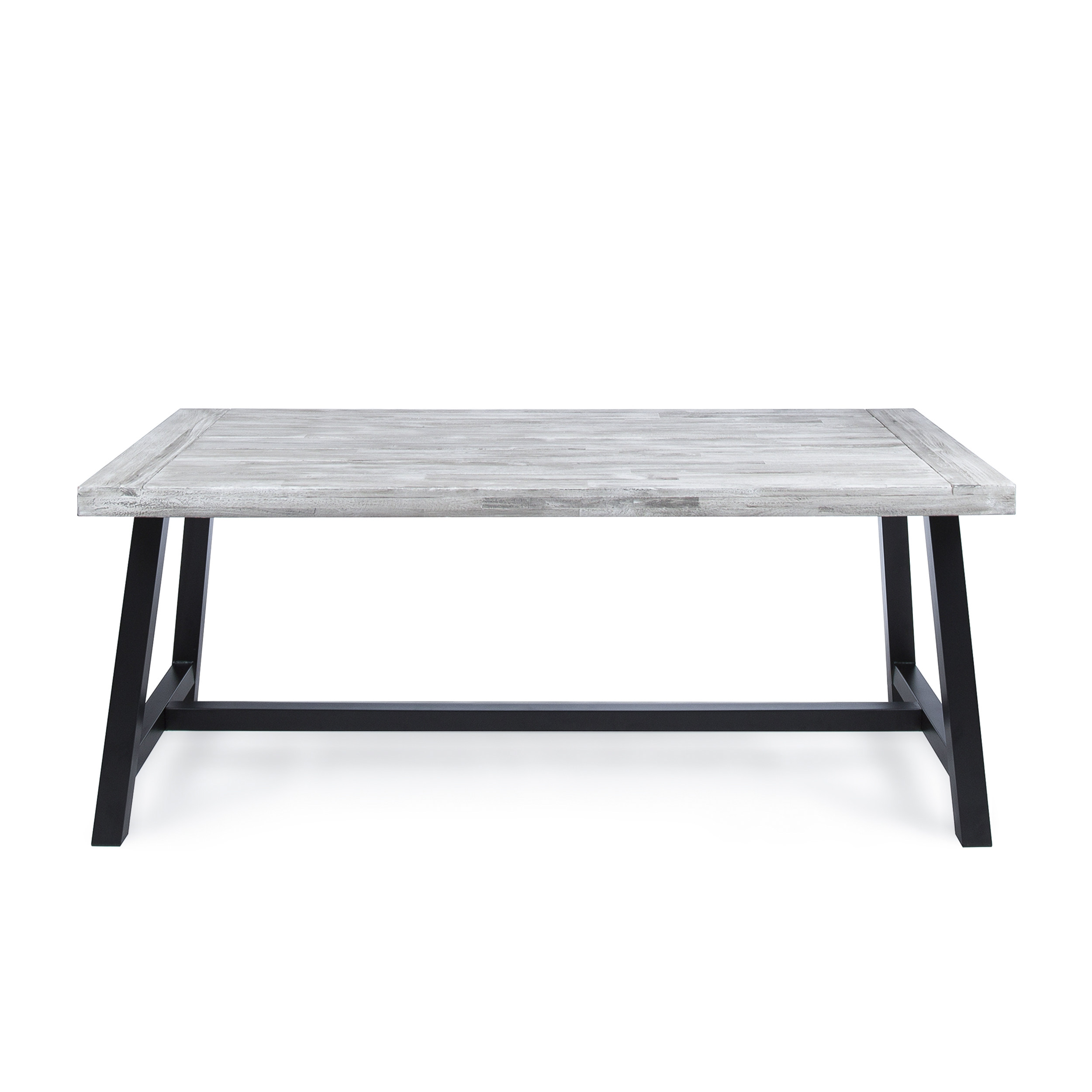 Dining Table, Outdoor Light Grey Sandblast Finish Acacia Wood Table for Patio Garden, Light Grey