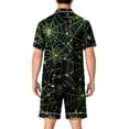 thumbnail image 4 of GrmtClth Halloween Pajamas for Men Two-Piece Loungewear Satin-Like Short Sleeve Button Up Pumpkin Print Sleep Pjs Set with Side Pockets Green XL, 4 of 4