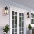 thumbnail image 5 of Lawyettle 18" Large Outdoor Wall Lantern with Dusk to Dawn Sensor, 2-Light Waterproof Black Wall Sconce with Glass for Porch, Garage, Front Door, Patio, 5 of 7