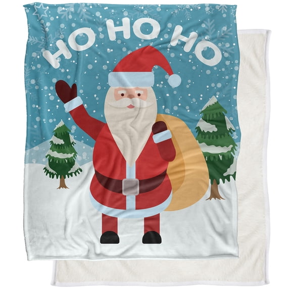 LOGOVISION Ho Ho Ho Silky Touch Sherpa Back Super Soft Throw Blanket