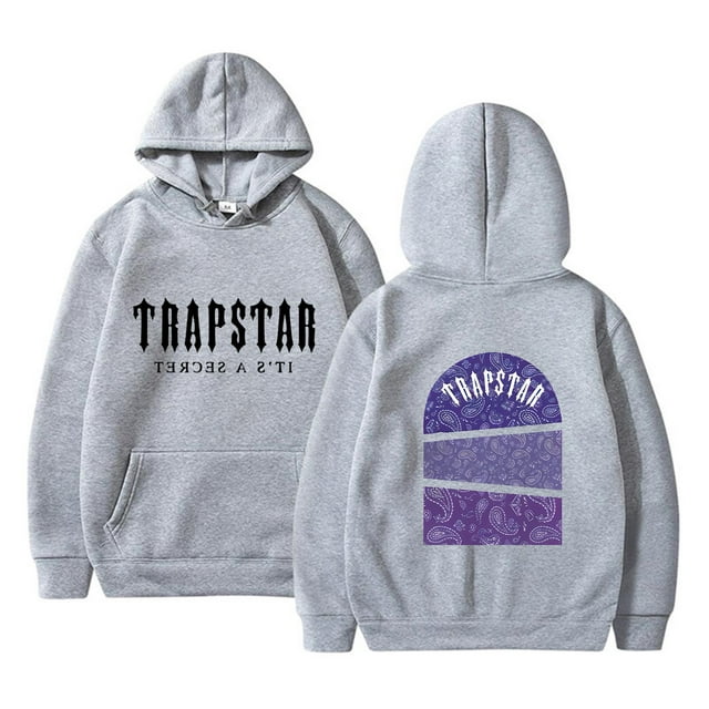 Womens Tops Trapstar Hoodies for Women Long Sleeve Graphic Sweatshirts Loose Trapstar Street Hip-hop Pullover Sweatshirts Womens Shirts(Gray, M)