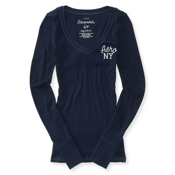 Camiseta térmica con Cuello en V Aeropostale azul pequeña