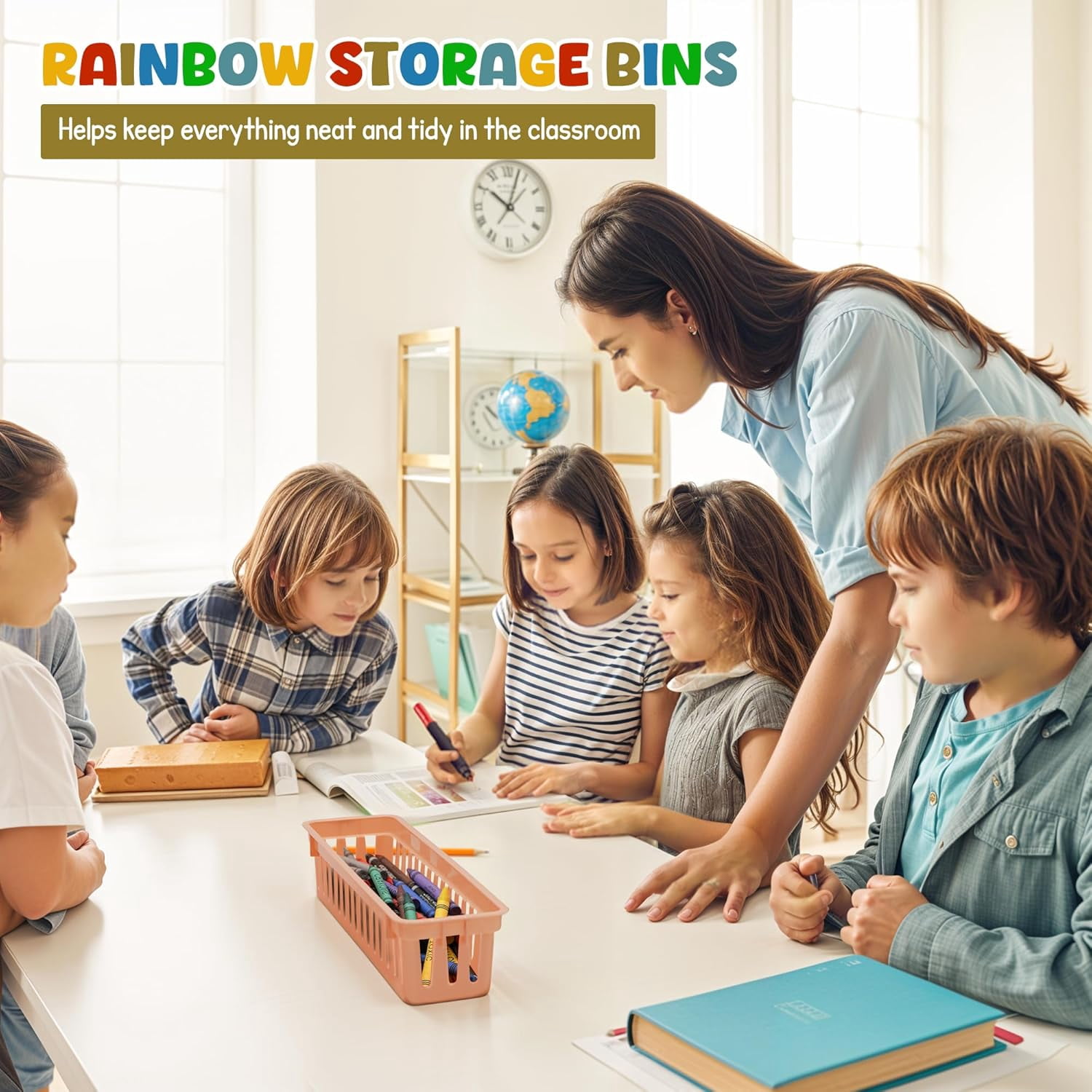 4E's Novelty 12 Pack Pencil Holders Colorful Plastic Desk Organizers Pen Baskets for Kids Classroom Supplies