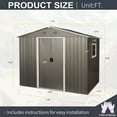 thumbnail image 3 of CarButler 8x6ft Metal Outdoor Storage Shed with Window and Lockable Sliding Doors for Garden Backyard Patio Lawn Gray, 3 of 7