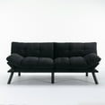 thumbnail image 3 of Modern 2 Seater Sofa Bed Velvet Upholstered Reclining Loveseat, Sleeper Sofa Couch with Wood Legs for Living Room Emerald, 3 of 5
