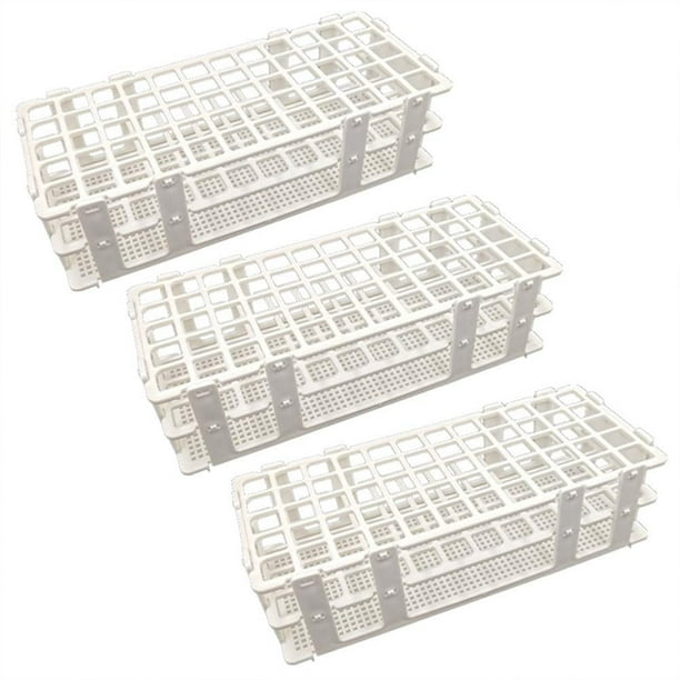 3 Pcs Plastic Test Tube Holders, 60 Holes, for 16 mm Test Tubes, White