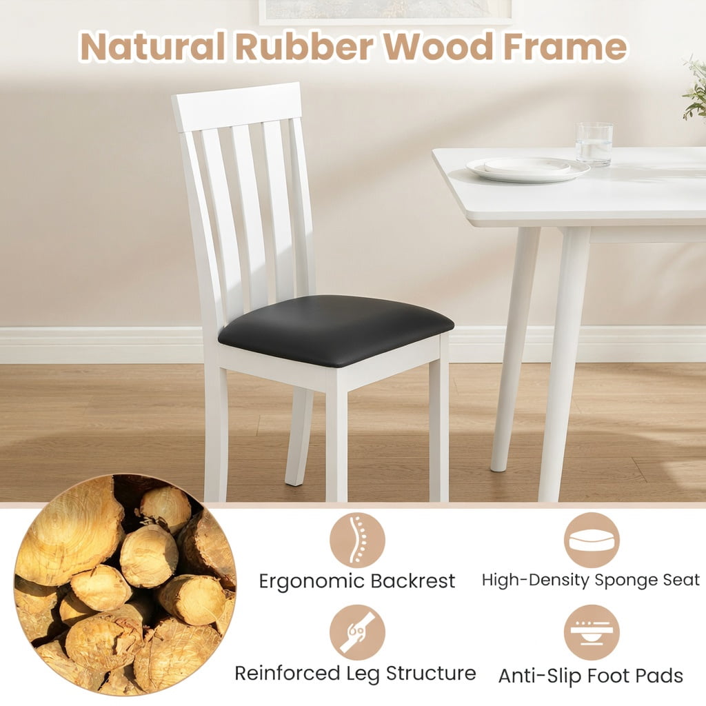 Yardi Yard Dining Chair Set of 2 Upholstered Wooden Kitchen Chairs with Padded Seat and Rubber Wood Frame-White, Dining Chairs Set, Dining Room Chair for Kitchen, Dining, Bedroom, Living