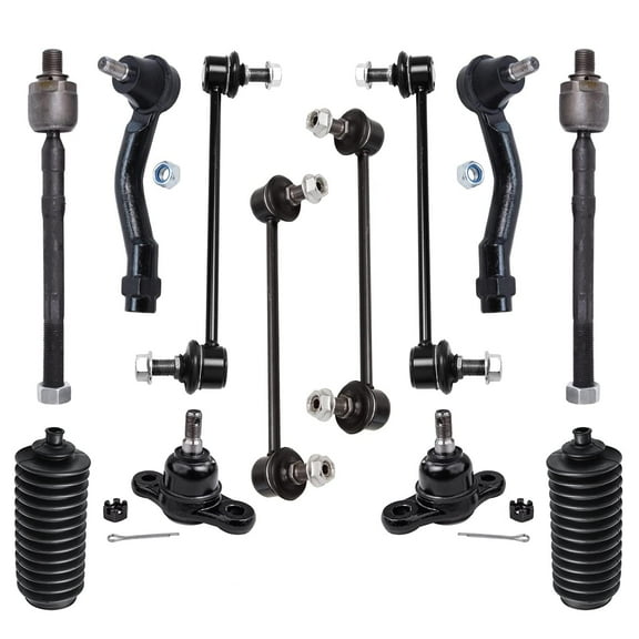 Detroit Axle - 12pc Front Suspension Kit for Hyundai 2005-2009 Tucson, Kia 2005-2010 Sportage, 2 Lower Ball Joints 4 Tie Rods 4 Front Rear Sway Bars 2 Boots 2006 2007 2008 Replacement