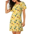 thumbnail image 2 of Honeii Cartoon Duck Print Women's Loose Short Sleeve Nightgown, Soft Cotton Sleepwear, Comfy Loose Fit Pajama Dress for Sleep and Lounge, 2 of 6
