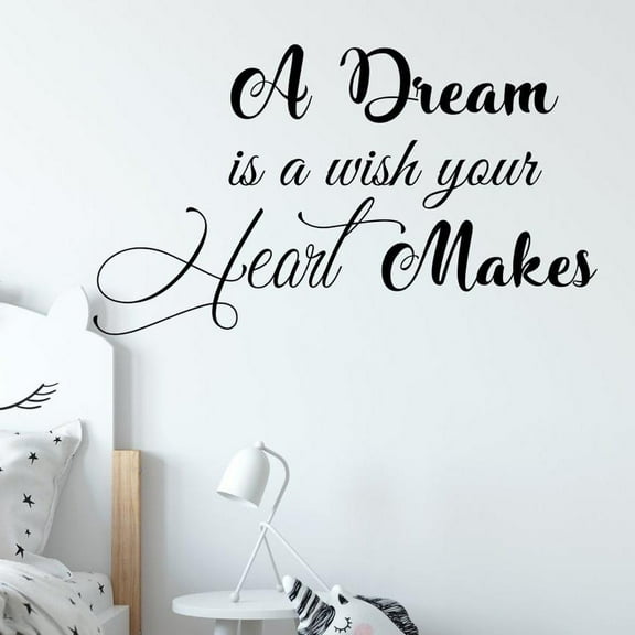 A Dream Is A Wish Your Heart Makes Quote Wall Decal Kids Room Decor Nursery Wall Sticker motivation Quote Vinyl Decals 57x33cm