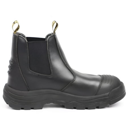 

Slip on Work Boots for Men HANDMEN Soft Toe Waterproof Slip Resistant Anti-Puncture Anti-Static Anti-Static Safety Chelsea Working Shoes Black LV802-8.5