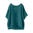 thumbnail image 4 of WCJM Shirtsficerd Women's V Neck T Shirts, Cotton Summer Casual Short Women's Short Sleeve T-Shirt Loose Button Shirt Top Stand Solid Color Sleeve Collar Casual Women's Shirt Women's Shirt, 4 of 7