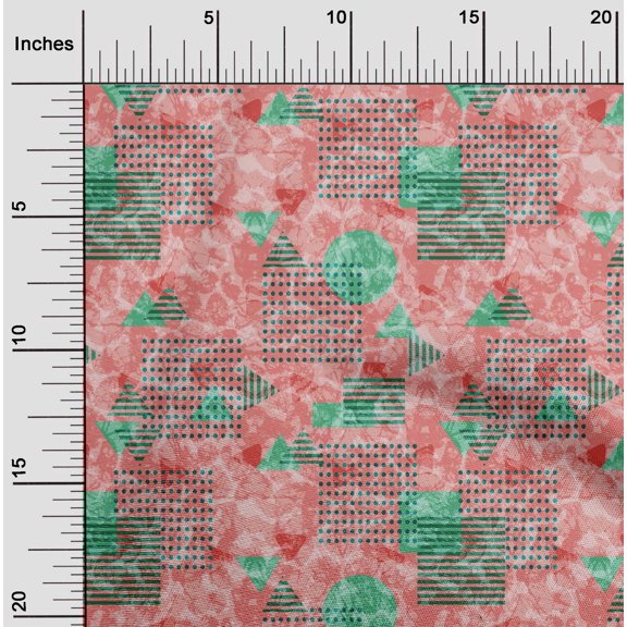 oneOone Viscose Jersey Bittersweet Fabric Circle & Triangle Geometric Quilting Supplies Print Sewing Fabric By The Yard 60 Inch Wide