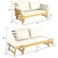 thumbnail image 3 of Topbuy Outdoor Folding Daybed Patio Acacia Wood Convertible Couch Sofa Bed White, 3 of 7