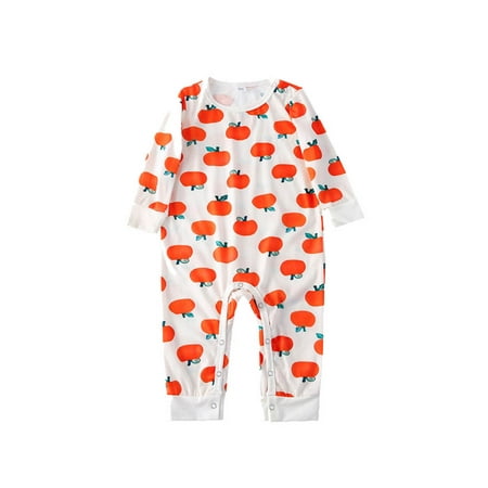 

DAETIROS Comfy Cute Cartoon Beach Spring and Autumn Halloween Pumpkin Parent Child Pajamas Parent-child clothing Orange