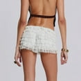 thumbnail image 4 of DHFJKG Women's Lace Shorts Low Rise Sexy Solid Color Ruffle Hem Summer Hot Pants Beach Vacation Clothes Trendy Bottoms, 4 of 7