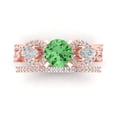 thumbnail image 2 of Clara Pucci 14K Rose Gold 1.925 Simulated Green Diamond Engraveable Engagement Ring + Wedding Band Set, 2 of 7