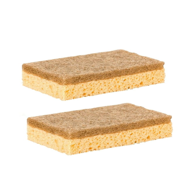 Fiudx Esponjas para Lavavajillas, de Pulpa de Madera Natural, de Doble Cara, Suaves, Absorbentes y Resistentes, Multiusos, Sin Olor, Ecológicas, para Cocina y Baño, 11 X 7 X 2,3 Cm, Paquete de 2/4