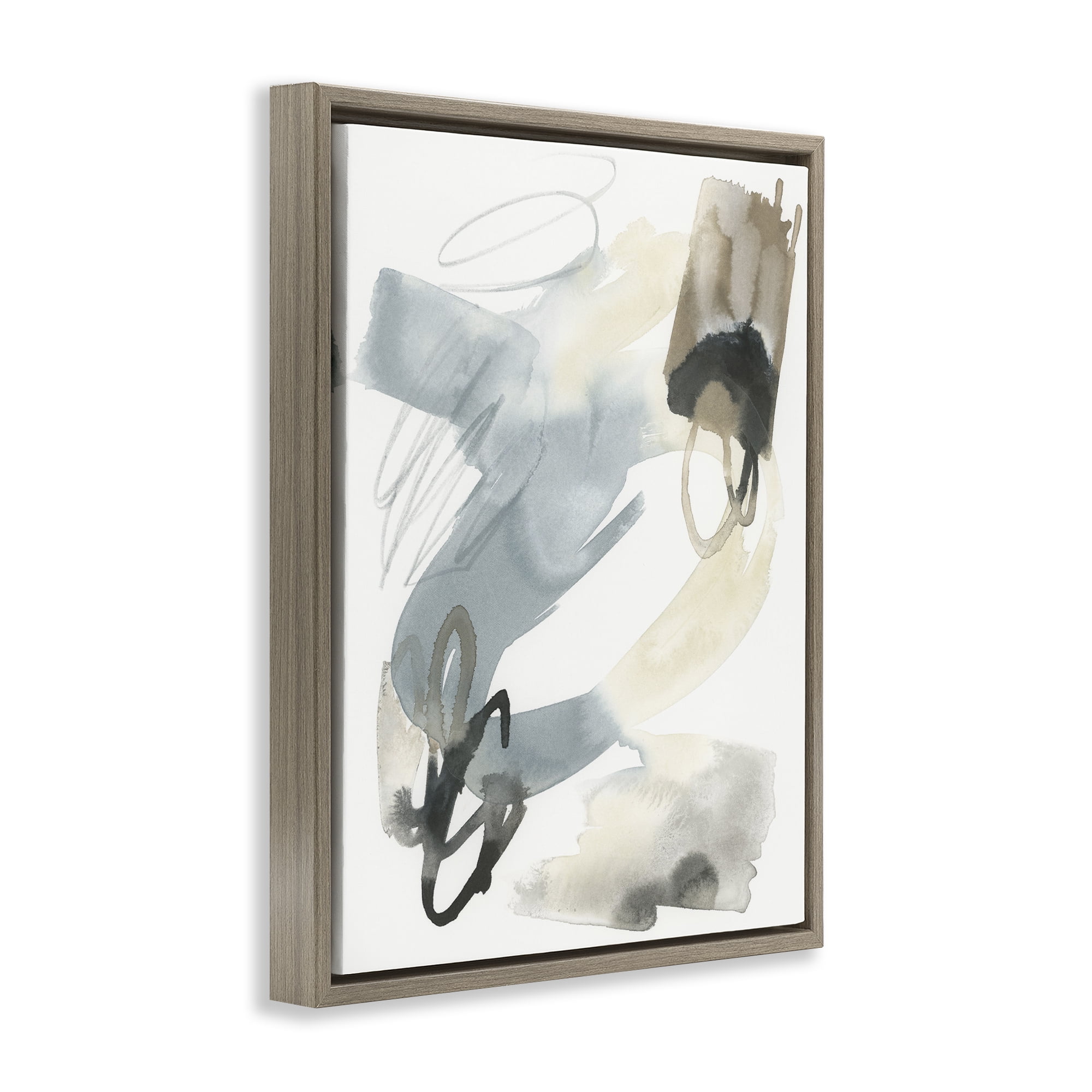 Stupell Industries Watercolor Paint Strokes Abstract Painting Brown Floater Framed Canvas Art Print Wall Art, 17 x 21