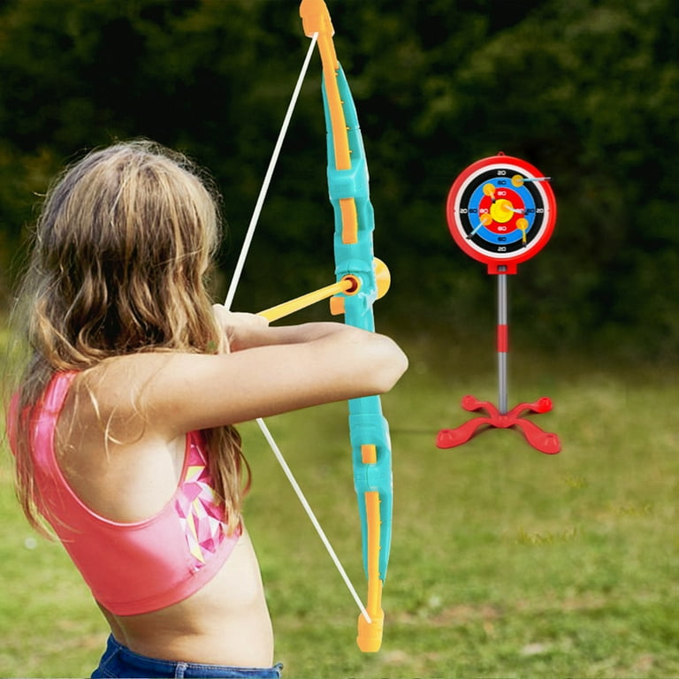Kids Bow And Arrow Set With LED Lights – 20 Suction Arrows, 2 Foam Guns, Target – Outdoor Toys For Ages 3-12